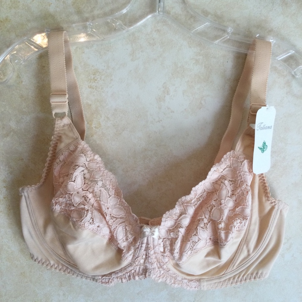 Tatiana Lace Detail Beige Underwire Bra. Size 40 DD